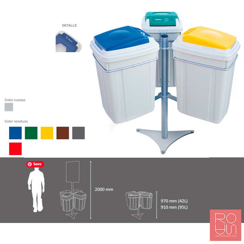 Illa de papereres de reciclatge per exterior Eco-lid